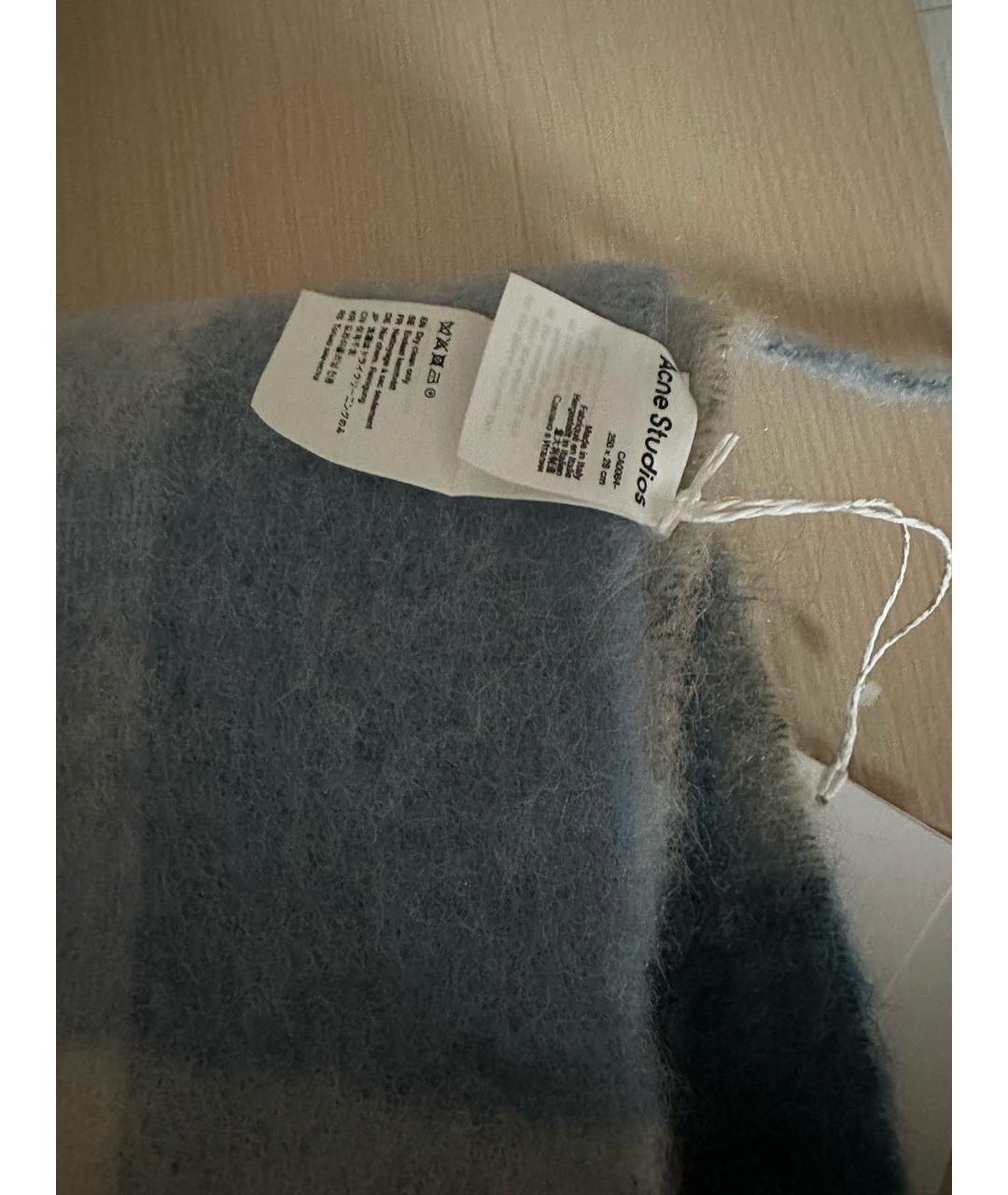ACNE STUDIOS Голубой шерстяной шарф, фото 2