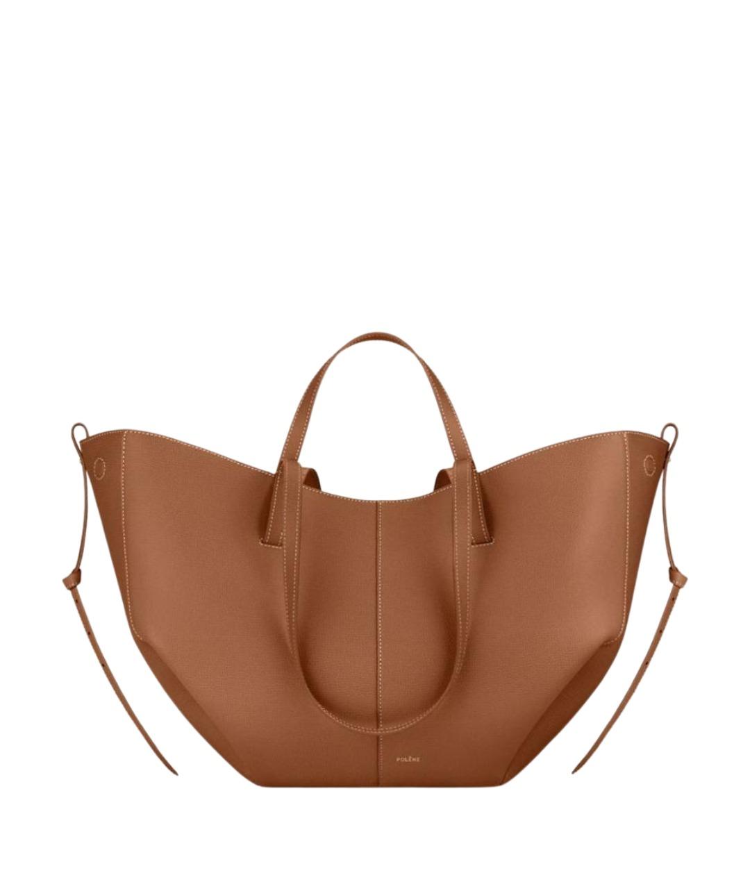 POLENE Коричневая кожаная сумка тоут, фото 1