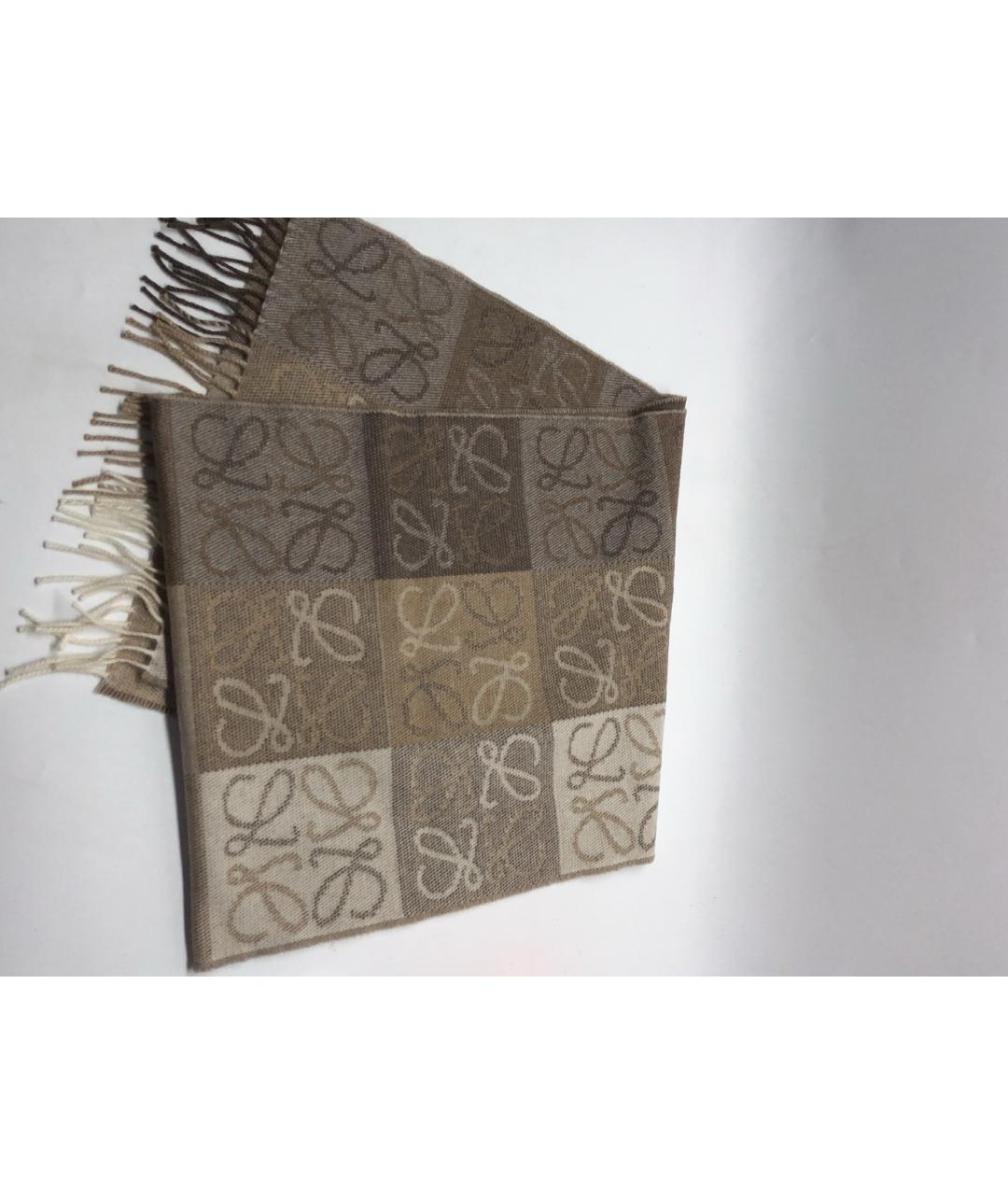 LOEWE Бежевый кашемировый шарф, фото 7