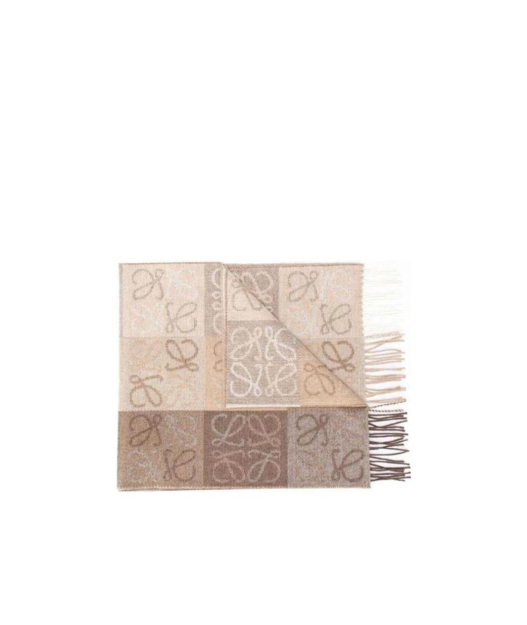 LOEWE Бежевый кашемировый шарф, фото 2