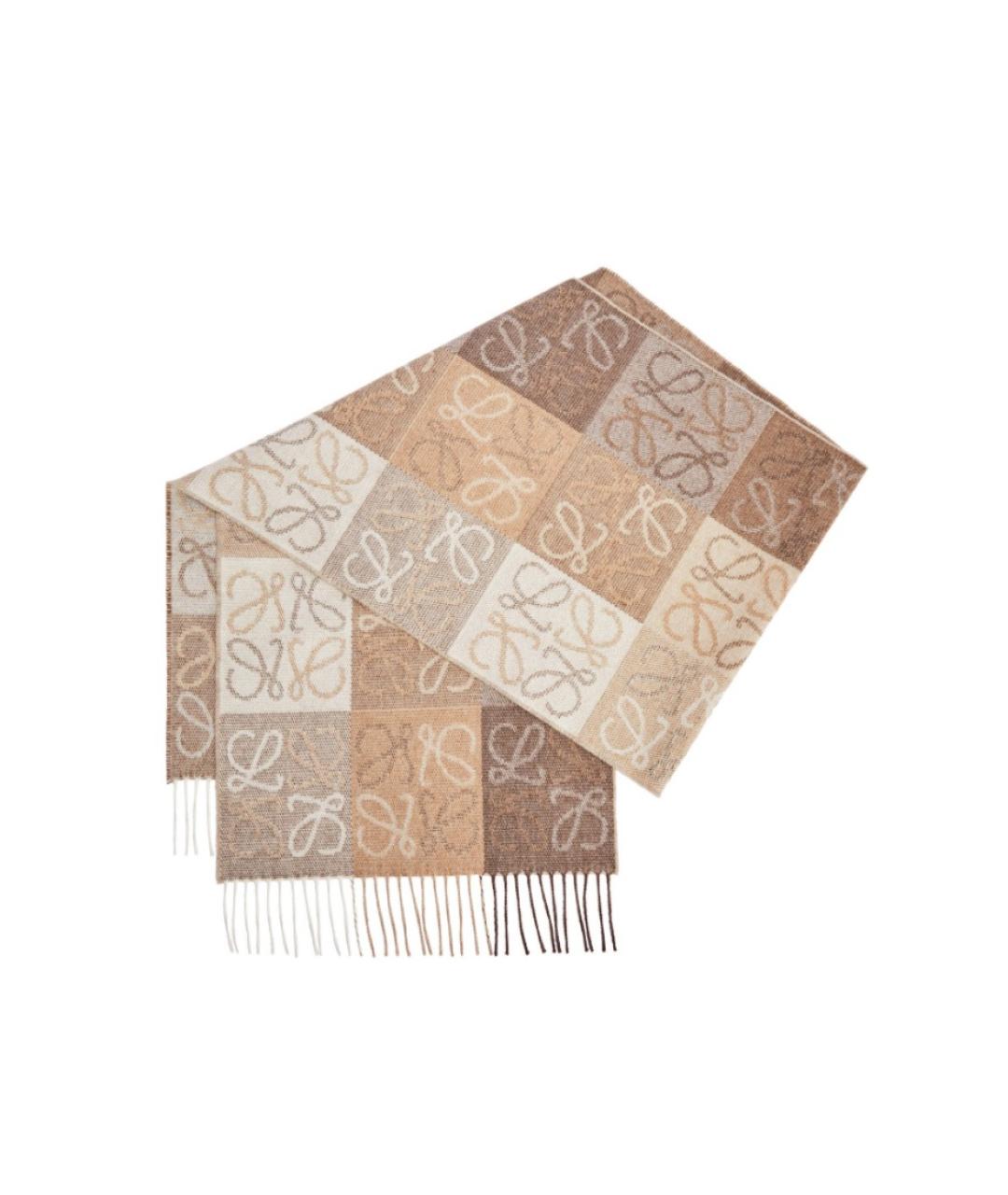 LOEWE Бежевый кашемировый шарф, фото 1