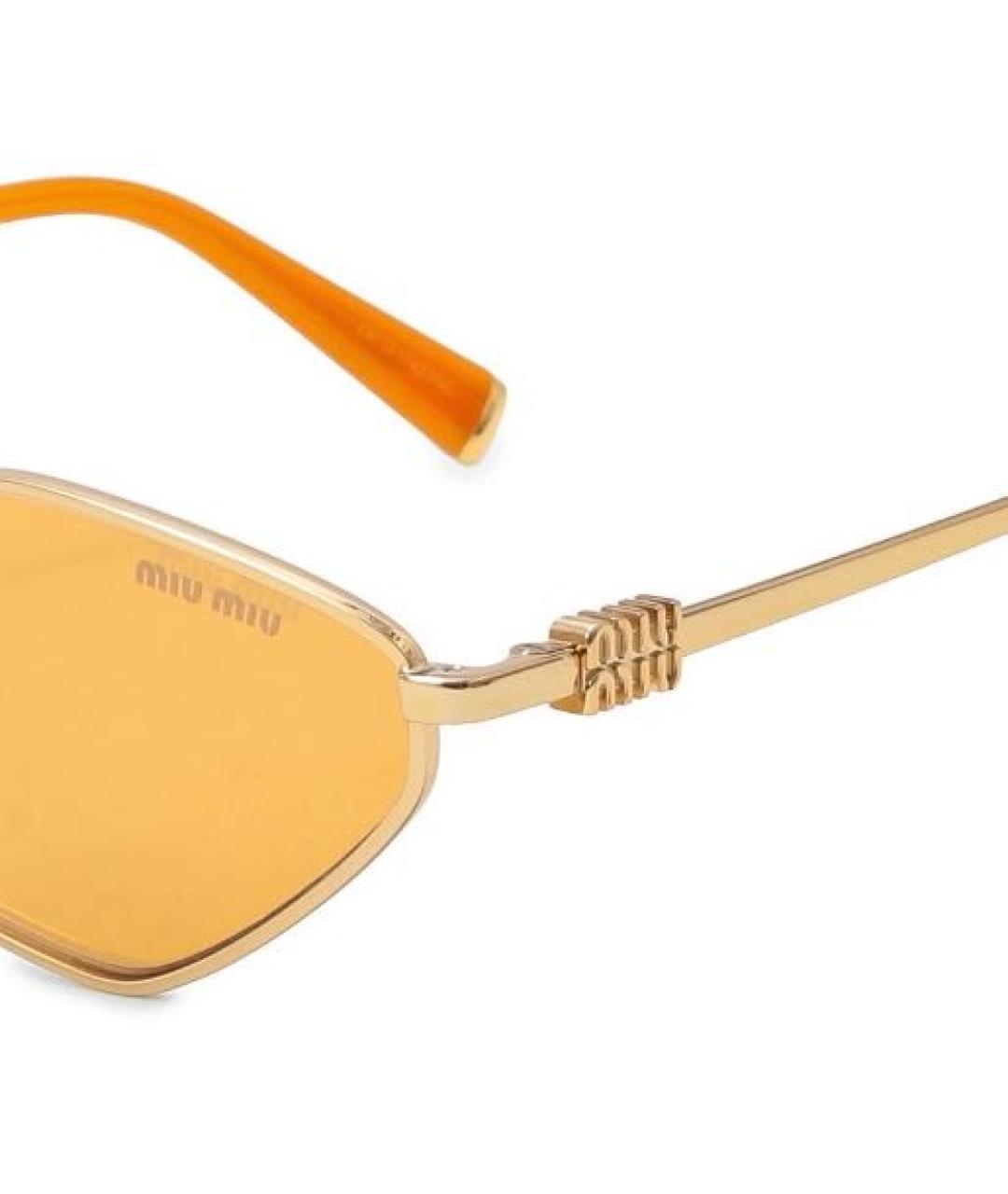 MIU MIU Золотые металлические солнцезащитные очки, фото 3