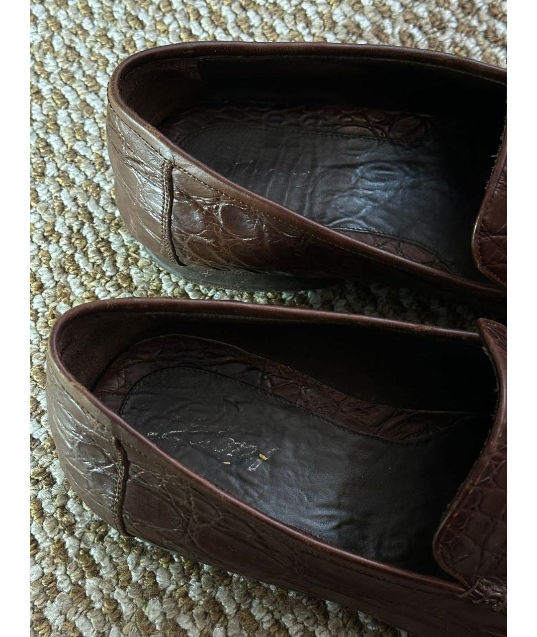 BRIONI Коричневые лоферы из экзотической кожи, фото 5
