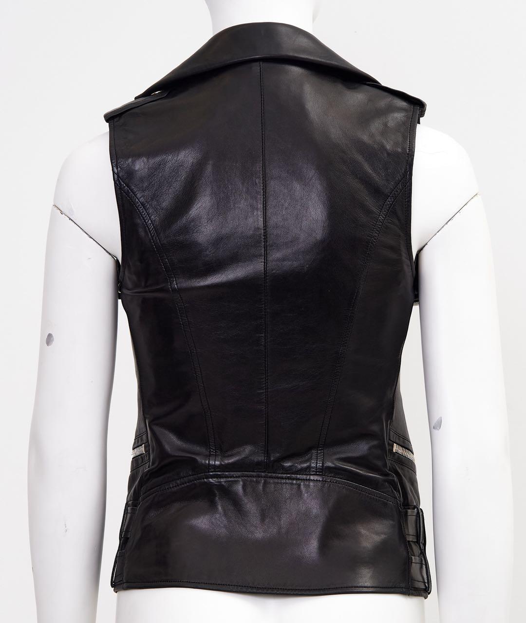 BALMAIN Черный кожаный жилет, фото 2