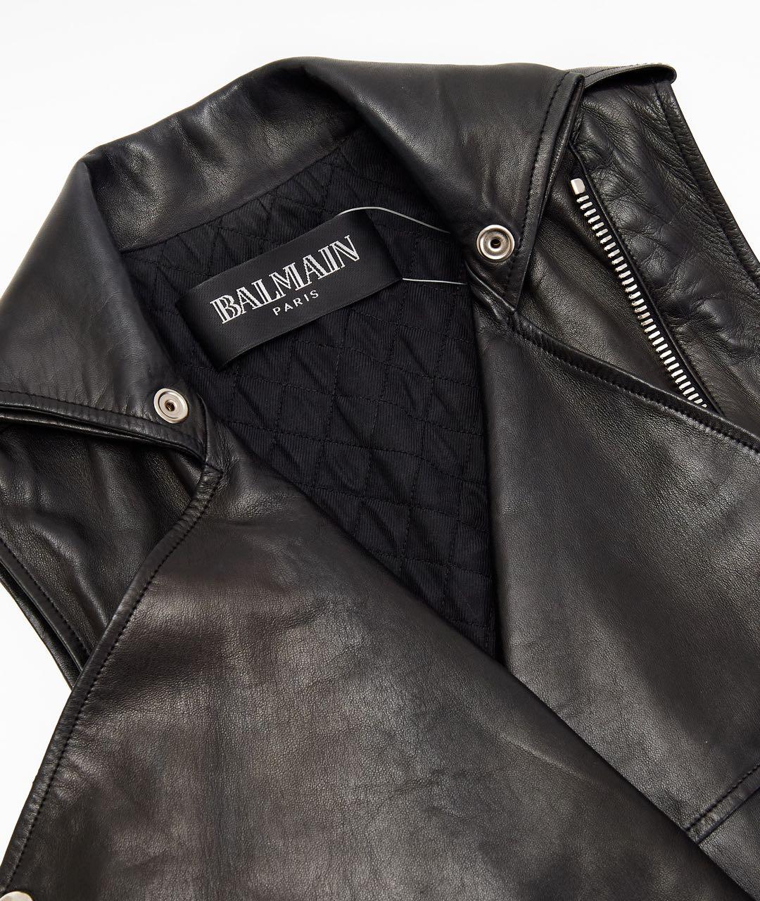 BALMAIN Черный кожаный жилет, фото 3