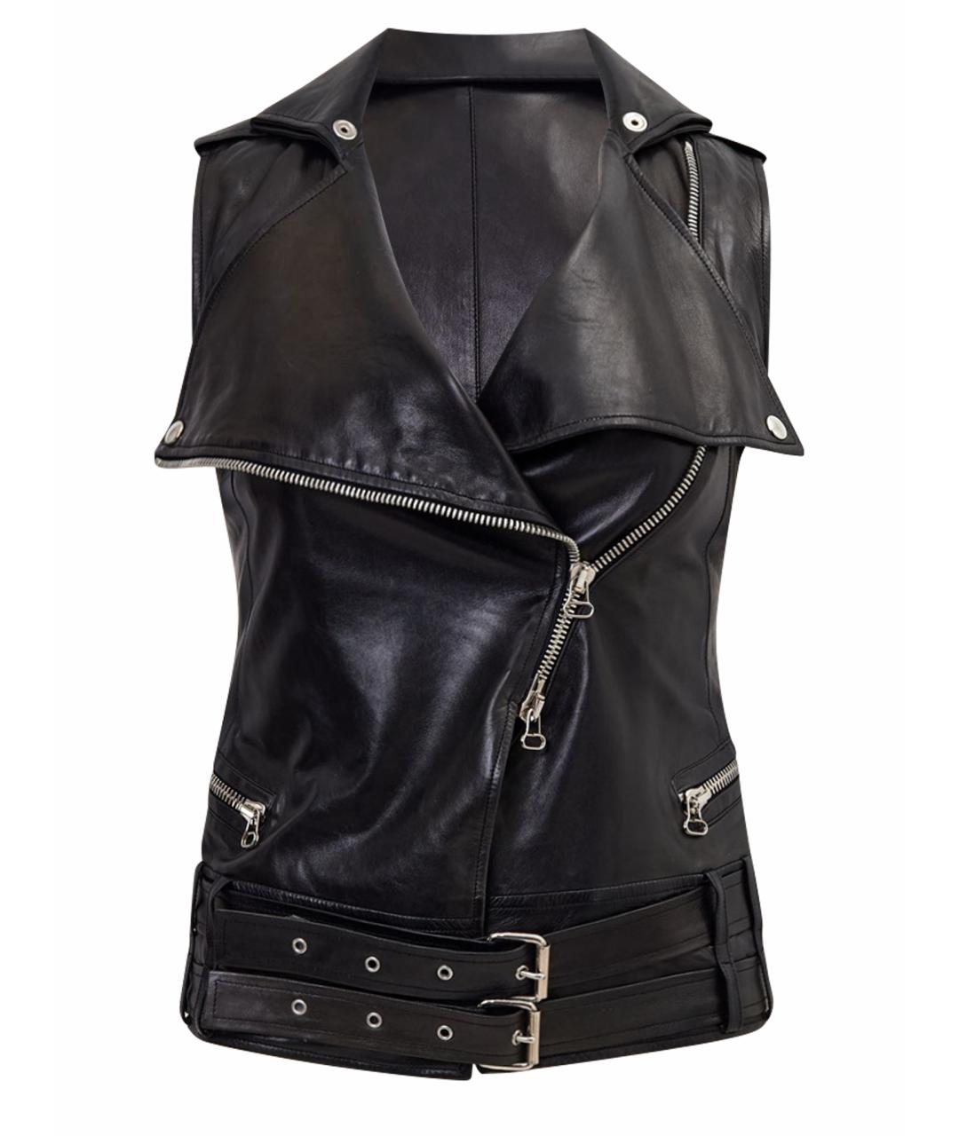 BALMAIN Черный кожаный жилет, фото 1