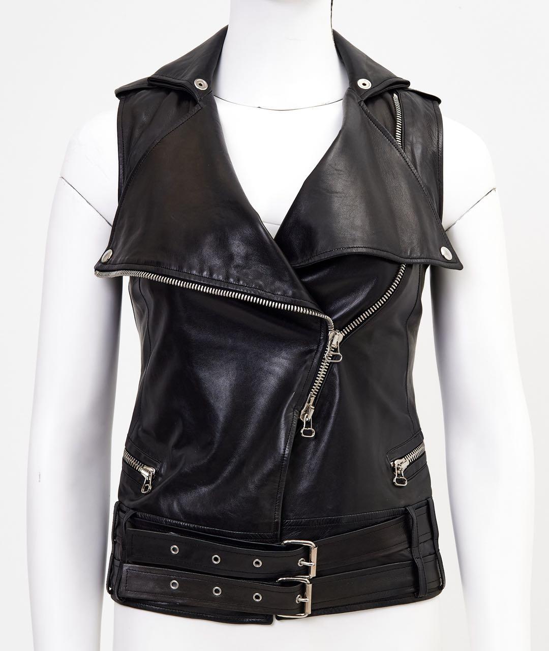 BALMAIN Черный кожаный жилет, фото 5