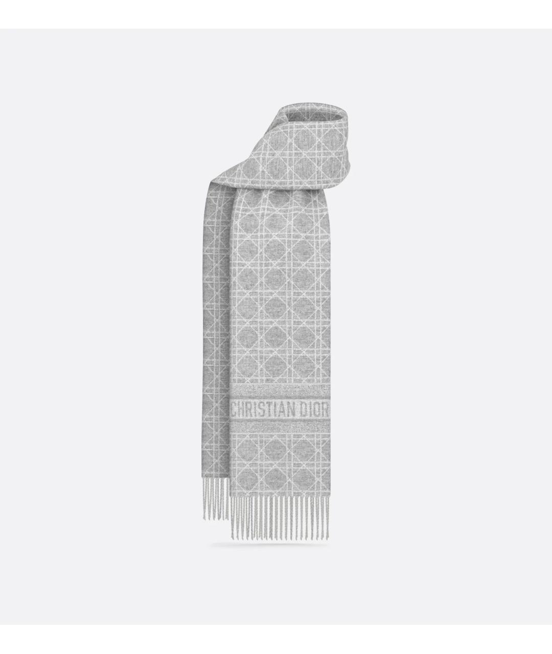 CHRISTIAN DIOR Серый шарф, фото 2