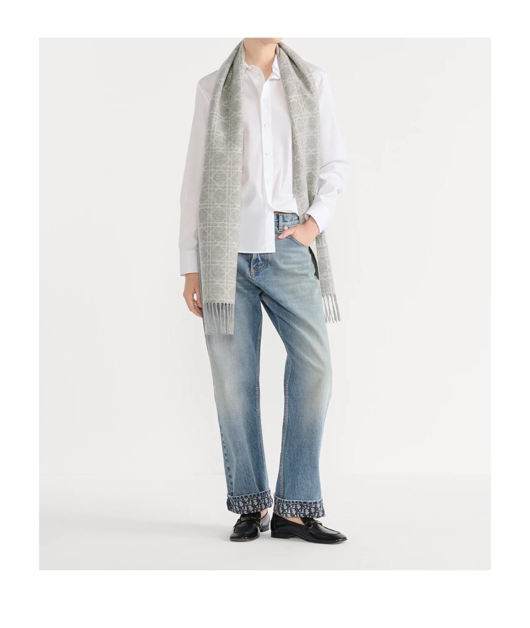 CHRISTIAN DIOR Серый шарф, фото 6