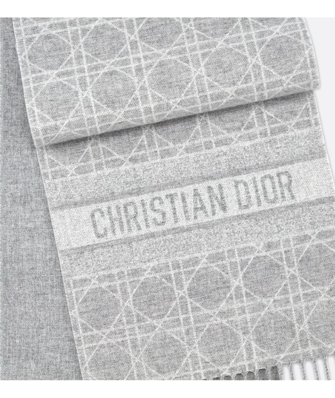 CHRISTIAN DIOR Серый шарф, фото 4