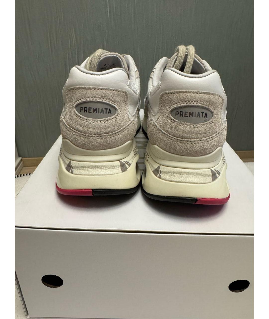 PREMIATA Бежевые кожаные кроссовки, фото 4