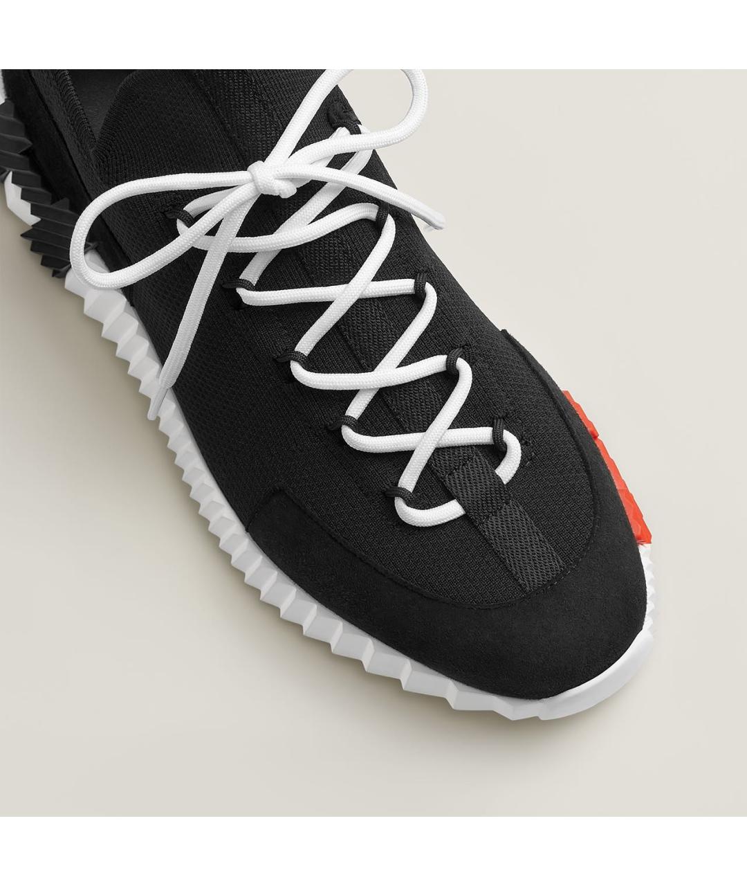 HERMES Черные текстильные низкие кроссовки / кеды, фото 6