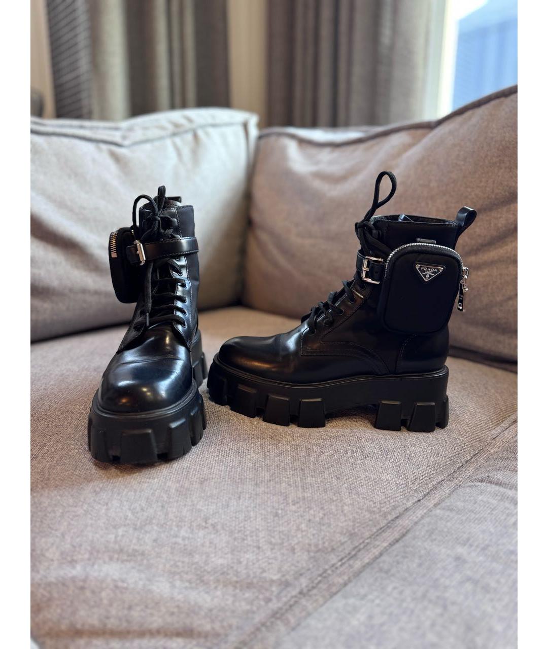 PRADA Черные кожаные ботинки, фото 3