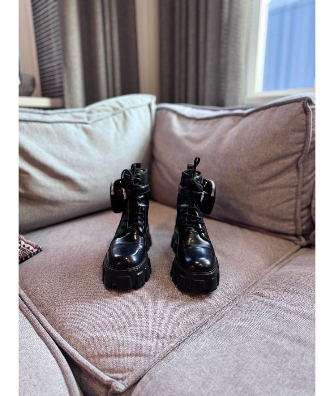 PRADA Черные кожаные ботинки, фото 2