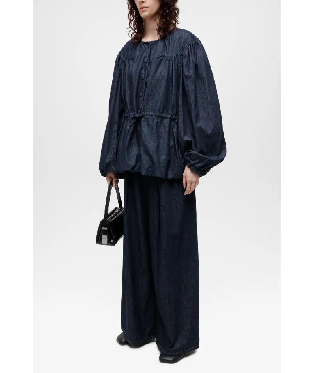 DRIES VAN NOTEN Темно-синие хлопковые джинсы клеш, фото 8