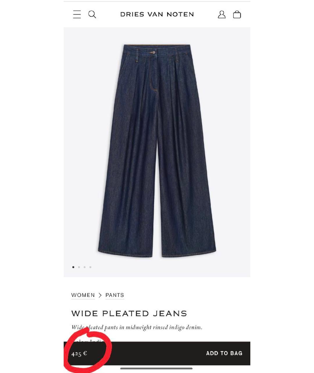 DRIES VAN NOTEN Темно-синие хлопковые джинсы клеш, фото 6