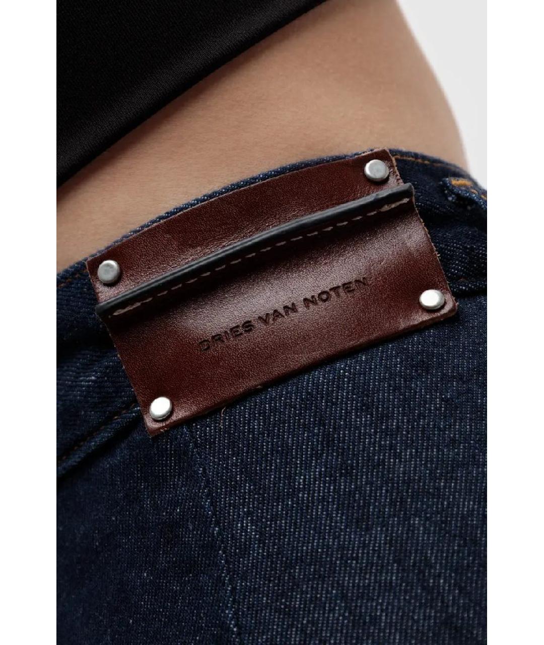 DRIES VAN NOTEN Темно-синие хлопковые джинсы клеш, фото 3