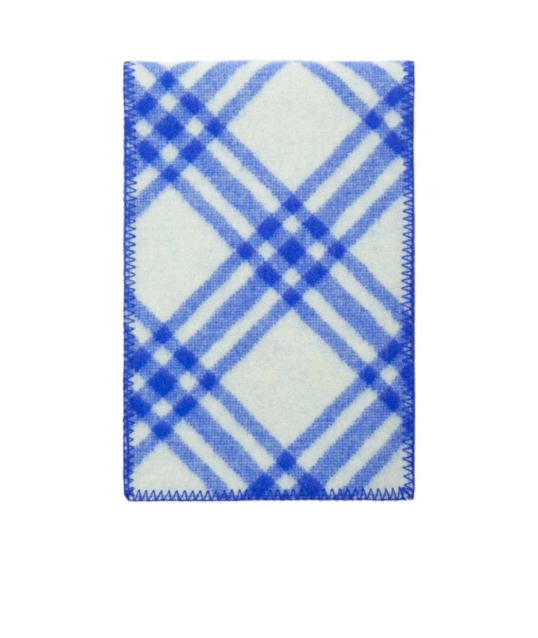 BURBERRY Голубой шерстяной шарф, фото 3