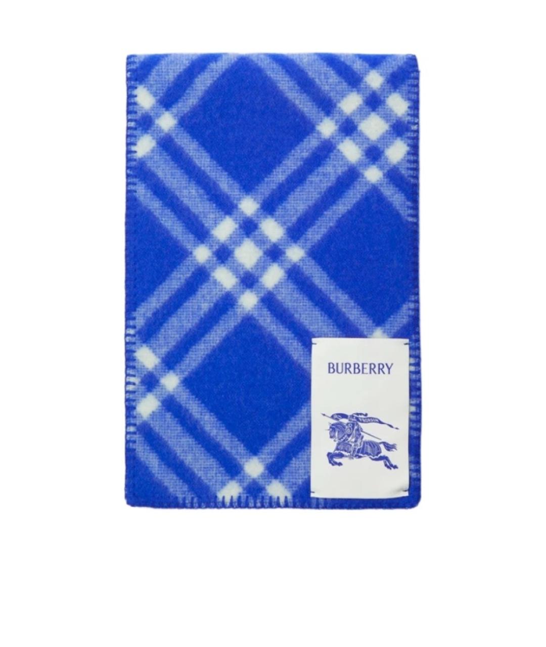 BURBERRY Голубой шерстяной шарф, фото 2