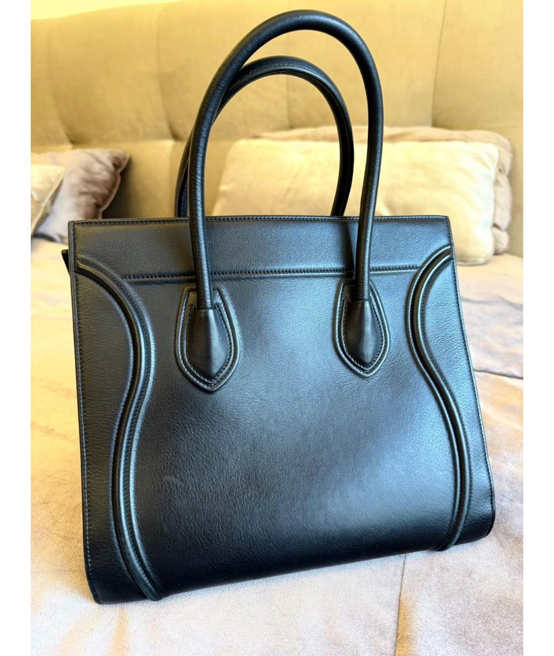 CELINE Черная кожаная сумка тоут, фото 4