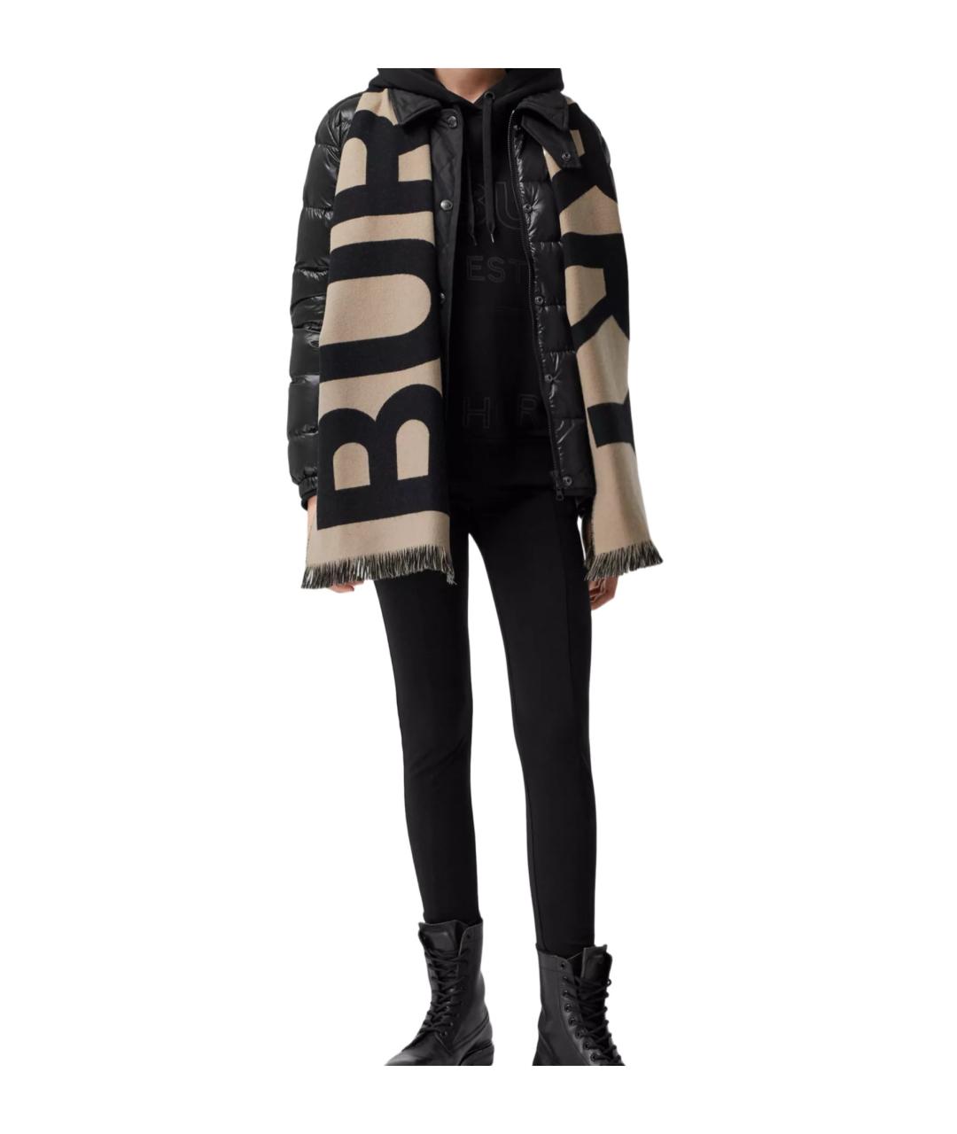 BURBERRY Черный шерстяной шарф, фото 7