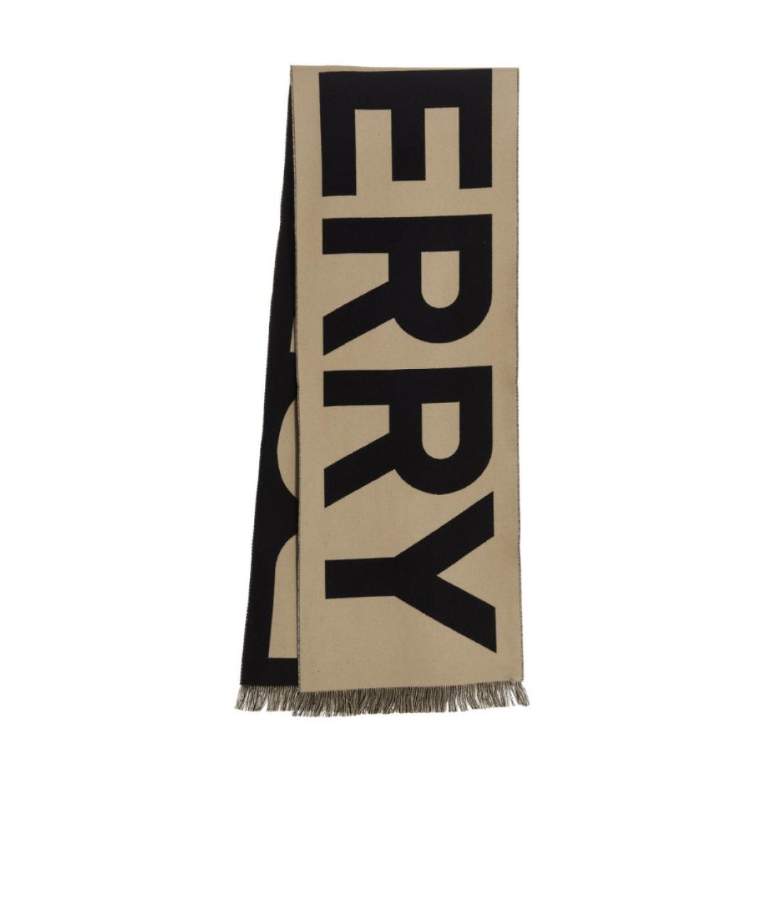 BURBERRY Черный шерстяной шарф, фото 2