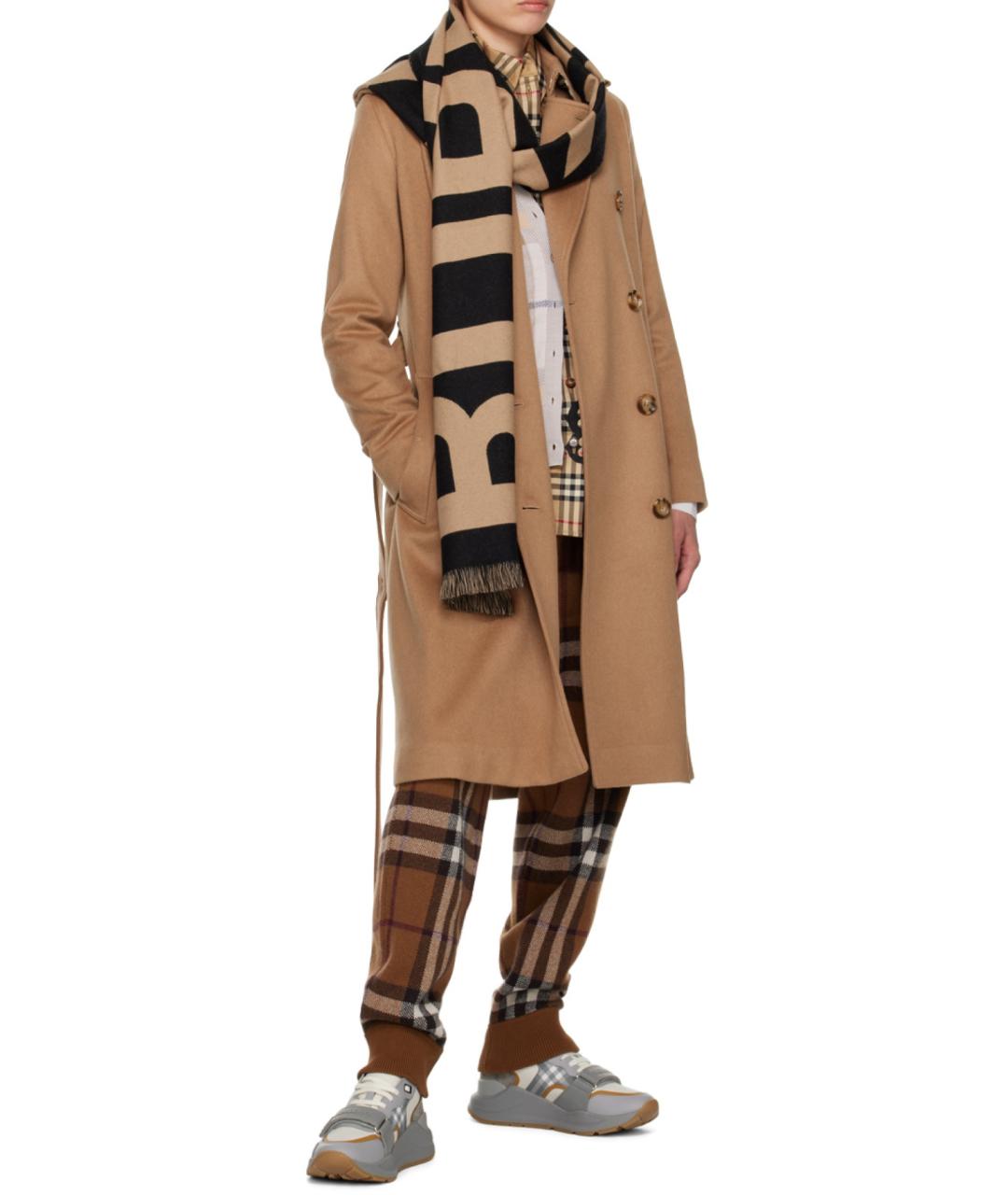 BURBERRY Черный шерстяной шарф, фото 6