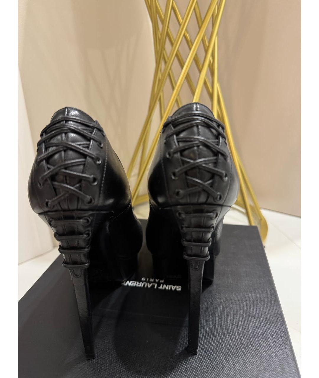 SAINT LAURENT Черные кожаные туфли, фото 3