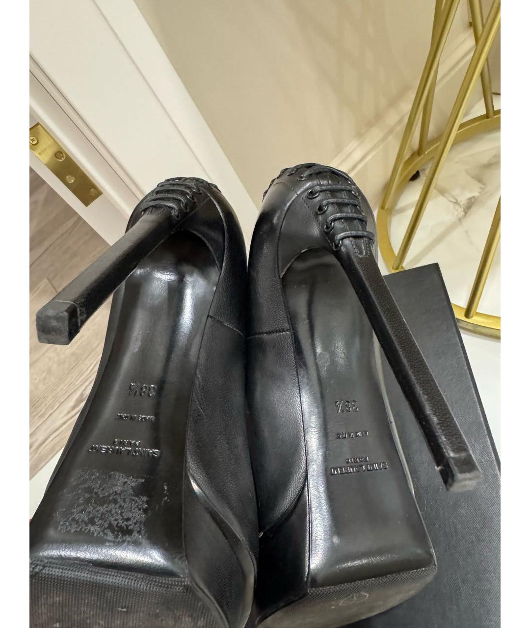 SAINT LAURENT Черные кожаные туфли, фото 6