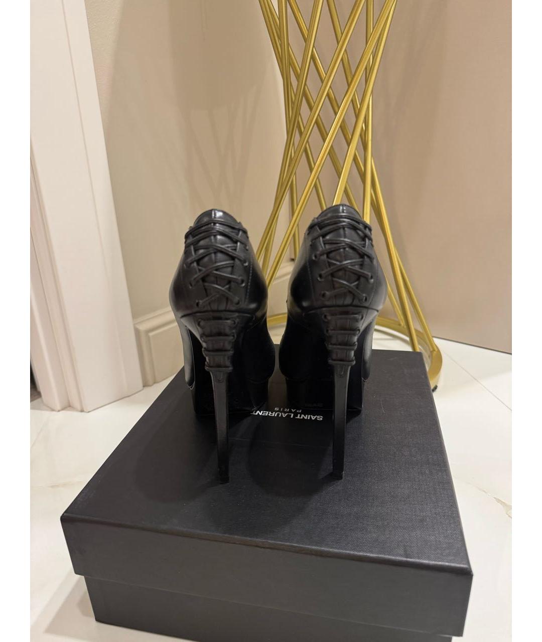 SAINT LAURENT Черные кожаные туфли, фото 4