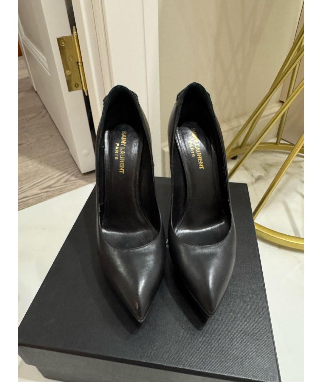 SAINT LAURENT Черные кожаные туфли, фото 2