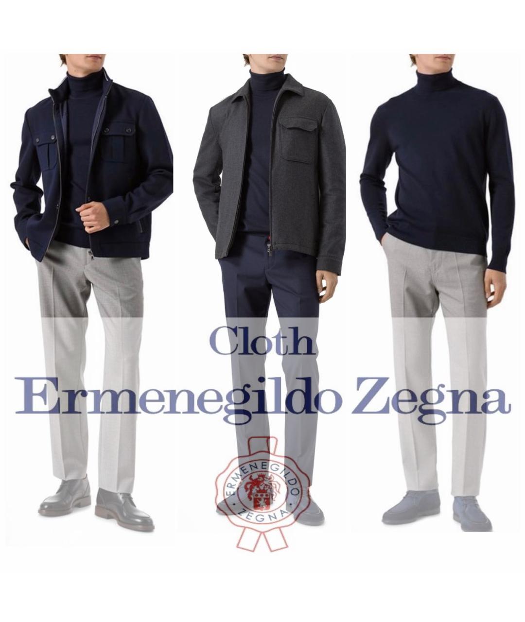 ERMENEGILDO ZEGNA XXX Темно-синий шерстяной джемпер / свитер, фото 5