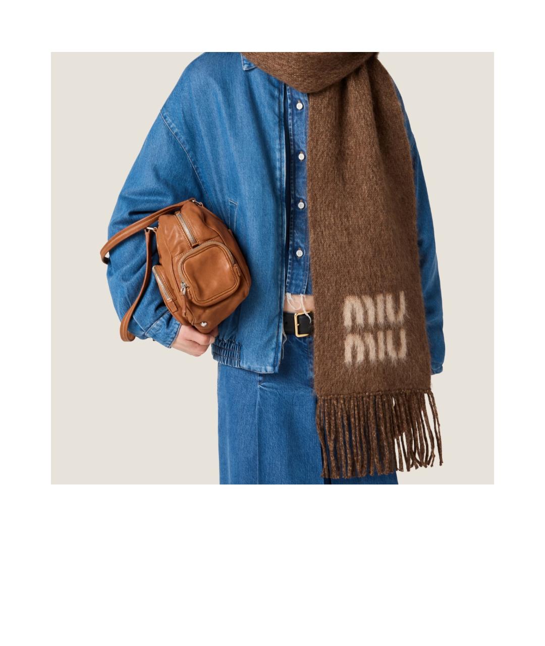 MIU MIU Коричневый шарф, фото 3