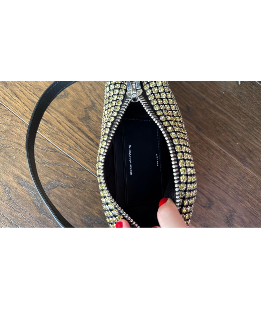 ALEXANDER WANG Золотая тканевая сумка с короткими ручками, фото 4