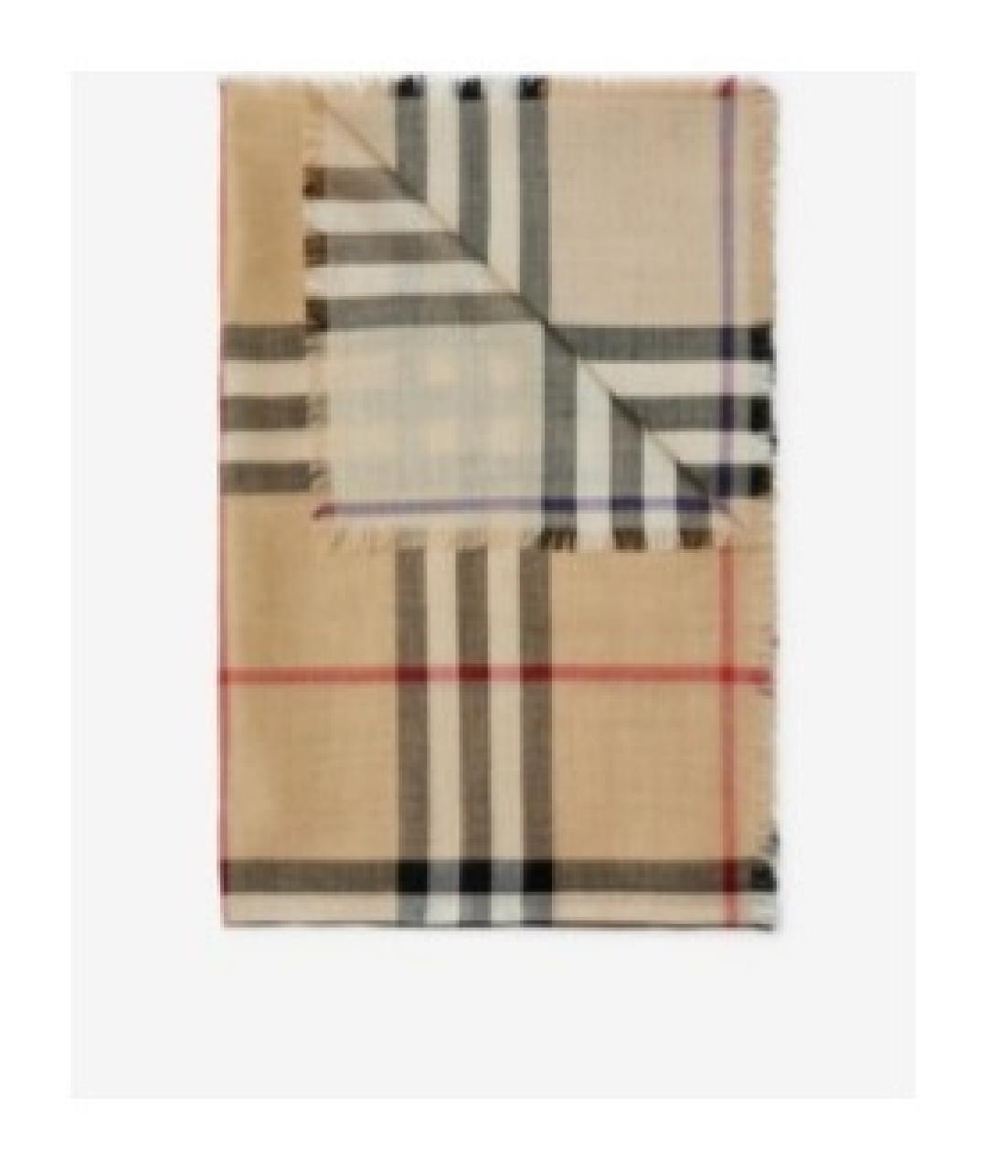 BURBERRY Бежевый шерстяной шарф, фото 6