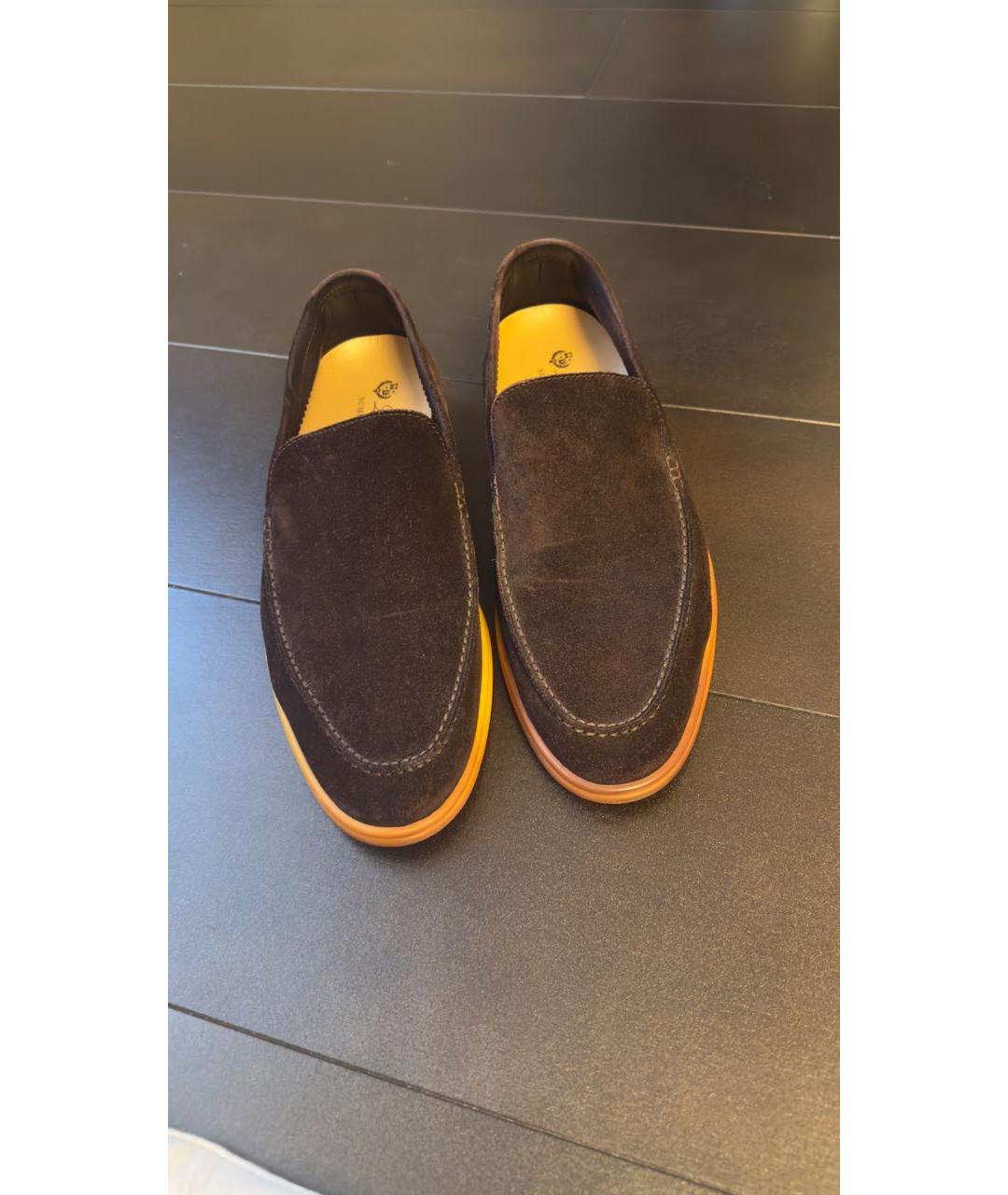 LORO PIANA Коричневые замшевые лоферы, фото 3