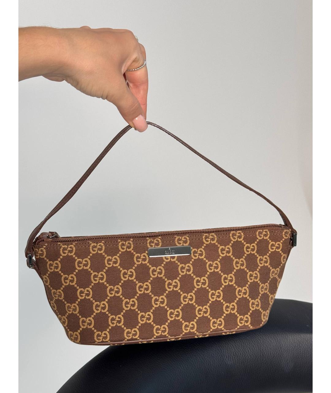 GUCCI Коричневая кожаная сумка с короткими ручками, фото 9