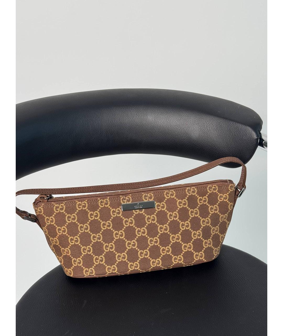 GUCCI Коричневая кожаная сумка с короткими ручками, фото 2