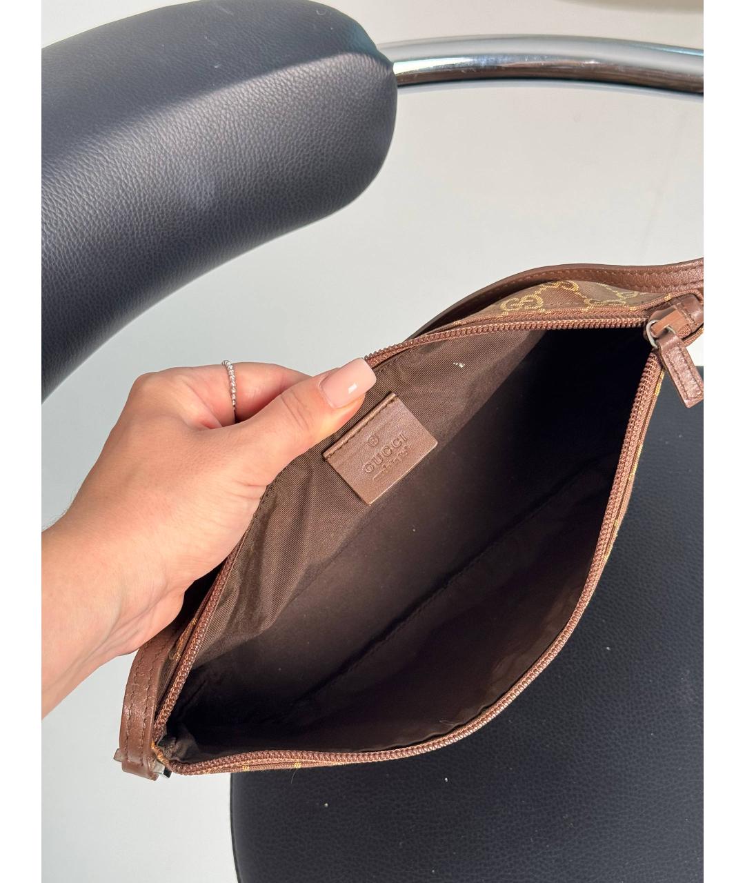 GUCCI Коричневая кожаная сумка с короткими ручками, фото 4