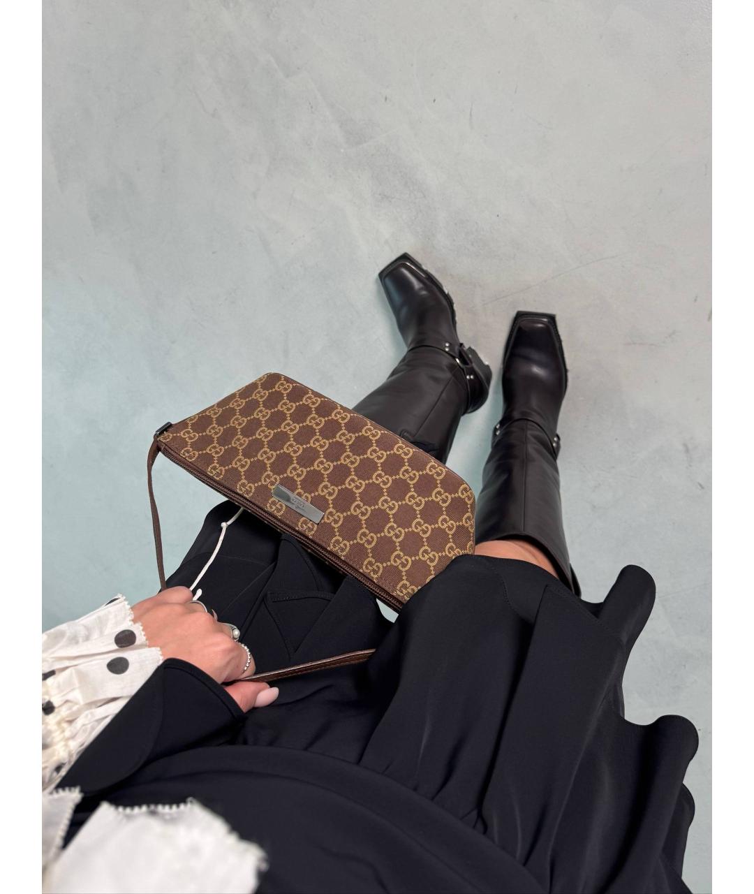 GUCCI Коричневая кожаная сумка с короткими ручками, фото 5