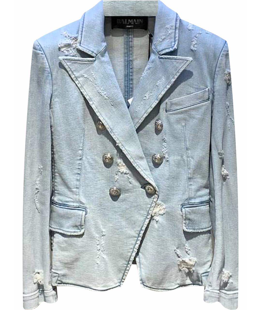 BALMAIN Голубой деним жакет/пиджак, фото 1