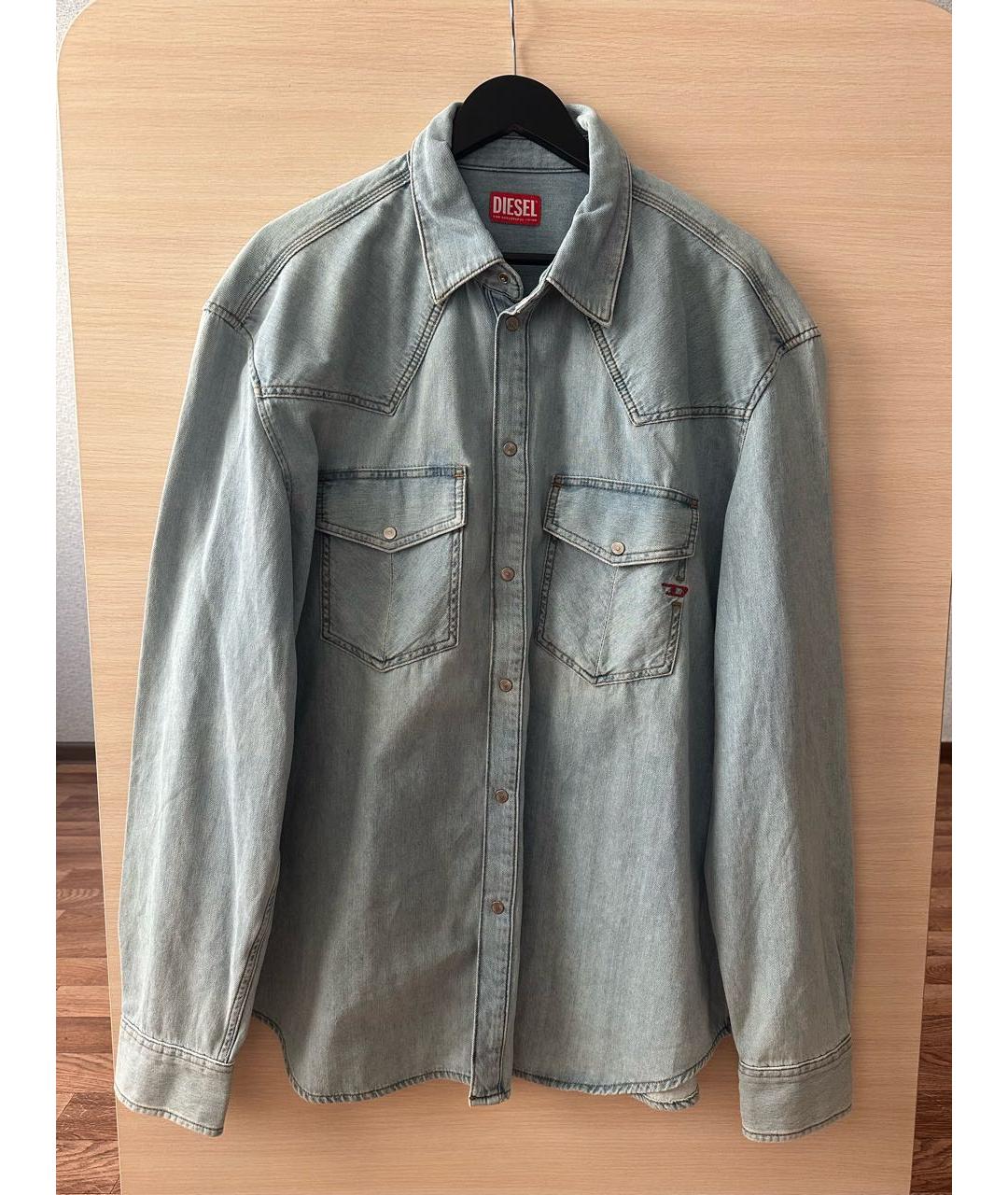 DIESEL Голубая хлопковая кэжуал рубашка, фото 9