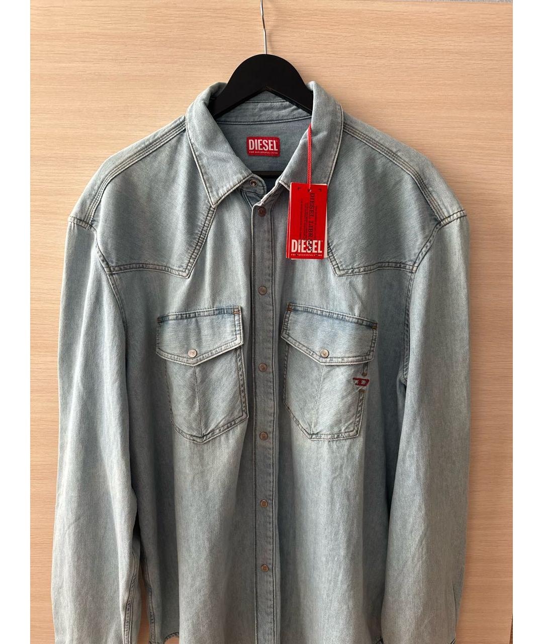 DIESEL Голубая хлопковая кэжуал рубашка, фото 6