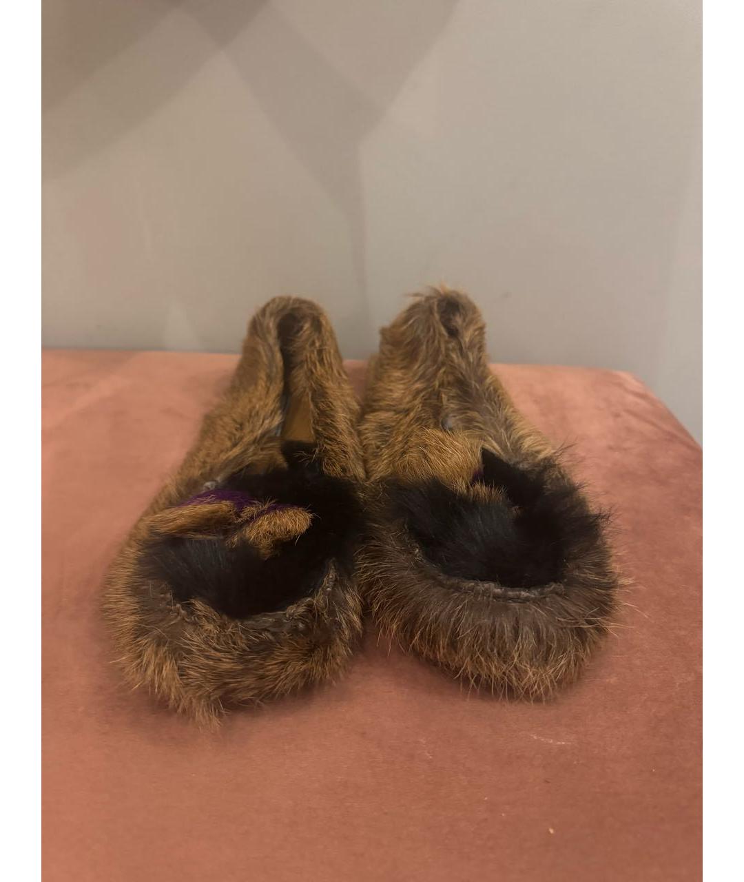 PRADA Коричневые текстильные мокасины, фото 3