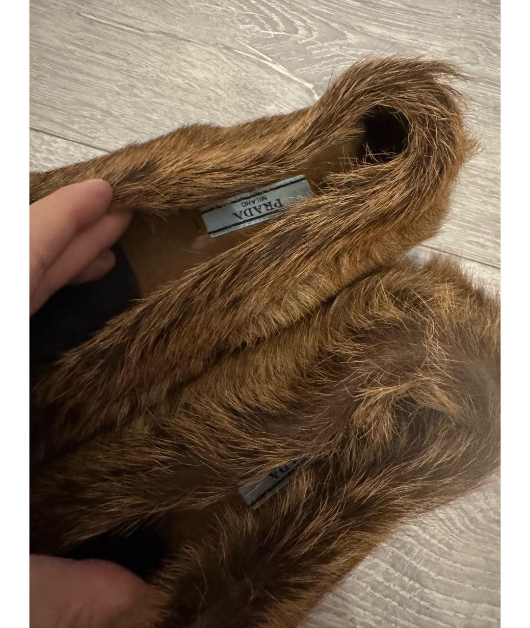 PRADA Коричневые текстильные мокасины, фото 5