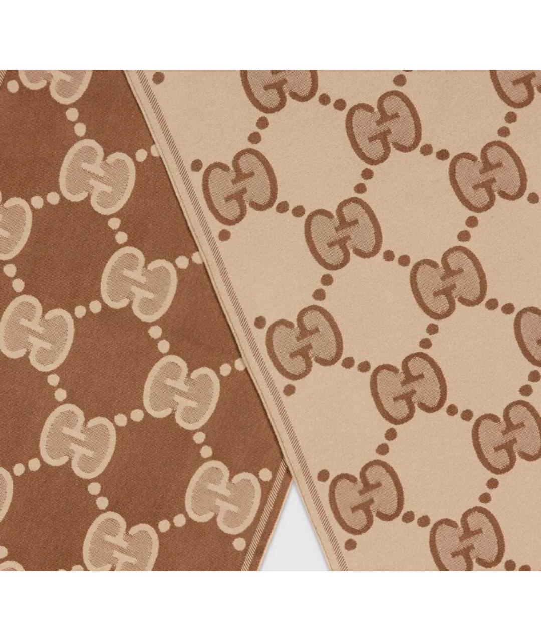 GUCCI Бежевый шерстяной шарф, фото 4