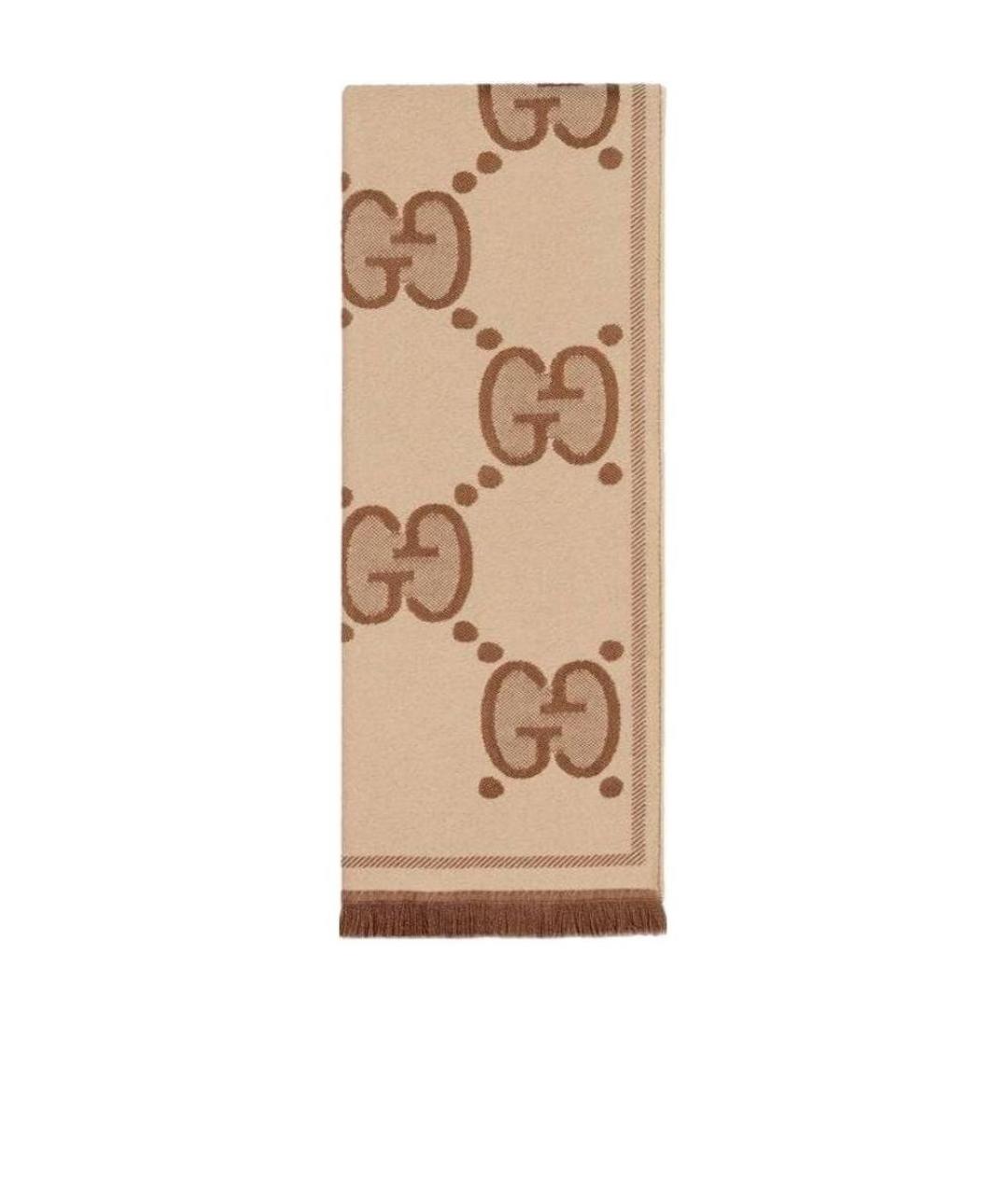 GUCCI Бежевый шерстяной шарф, фото 1