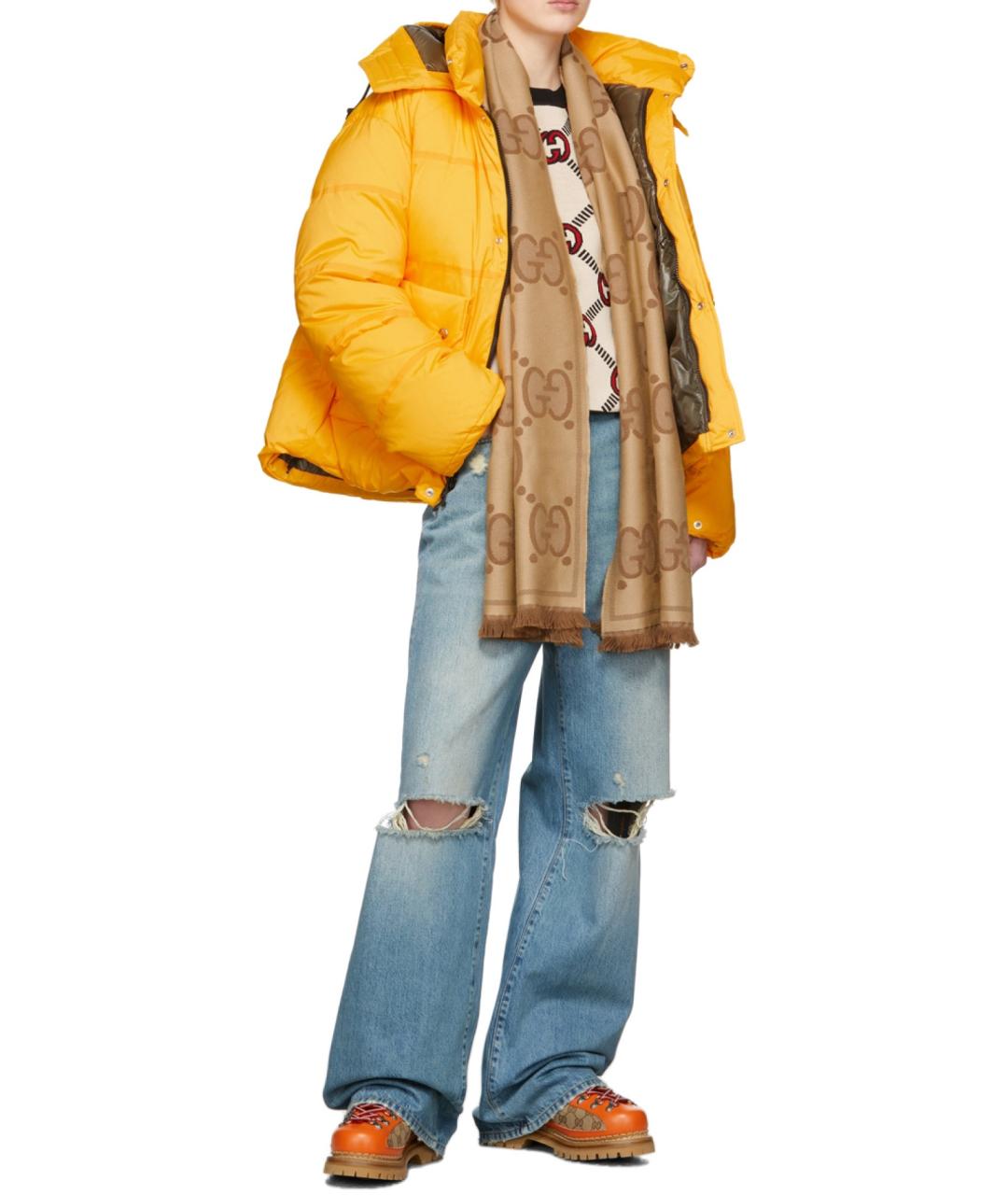 GUCCI Бежевый шерстяной шарф, фото 5