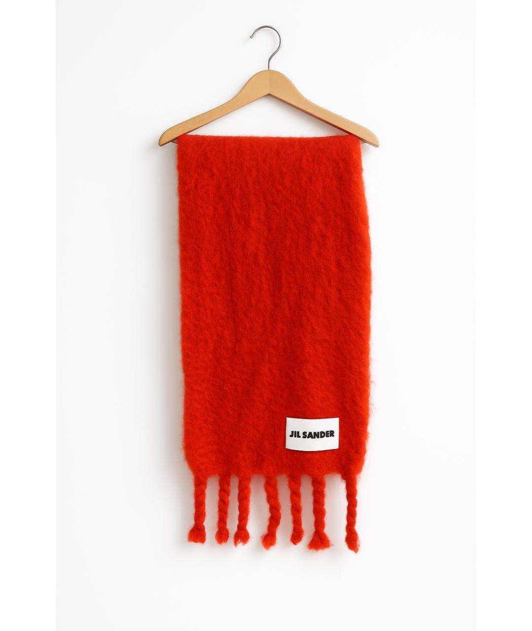 JIL SANDER Оранжевый шерстяной шарф, фото 2