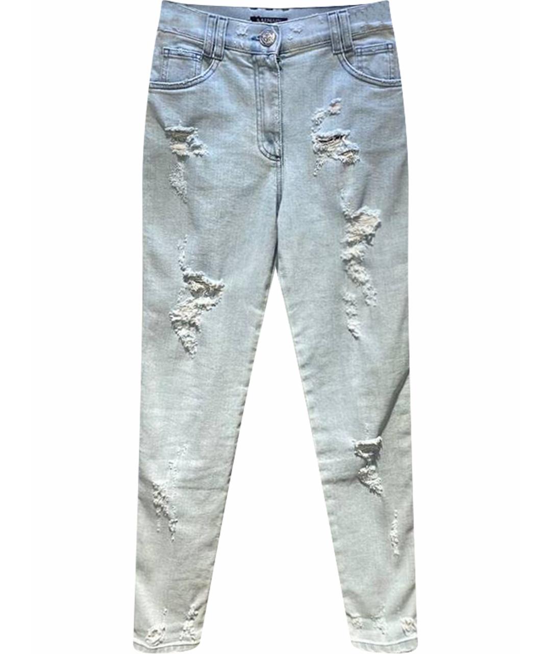 BALMAIN Голубые хлопковые джинсы слим, фото 1